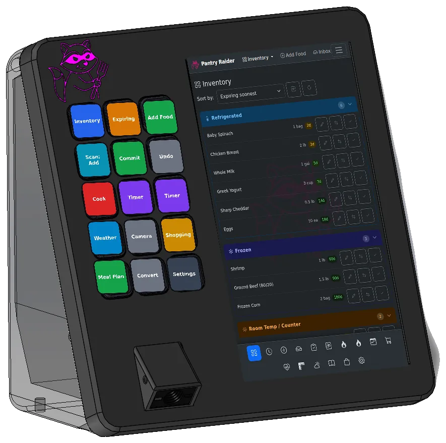 The Bandit appliance with touchscreen, control pad, and integrated barcode scanner